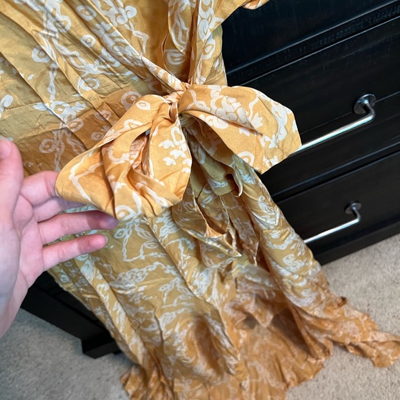 &Other Stories Capsule Yellow Floral Wrap Flowy Midi Kimono Wedding Guest Dress - Picture 5 of 10